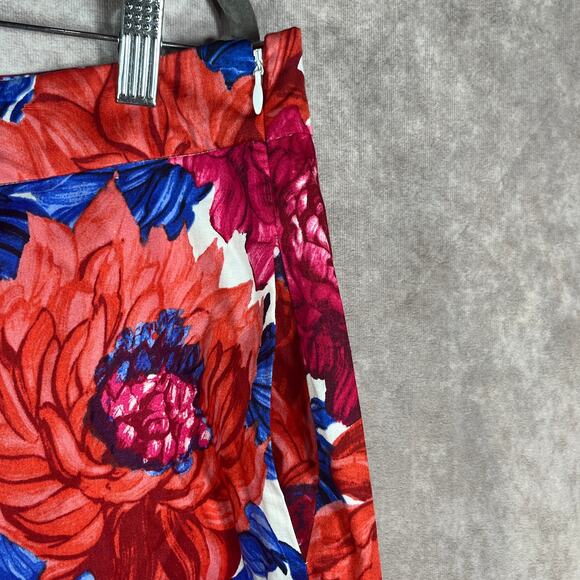 Talbots Skirt Women 14 Red Floral A-Line Pockets Business Career Office Work NEW - Picture 3 of 10